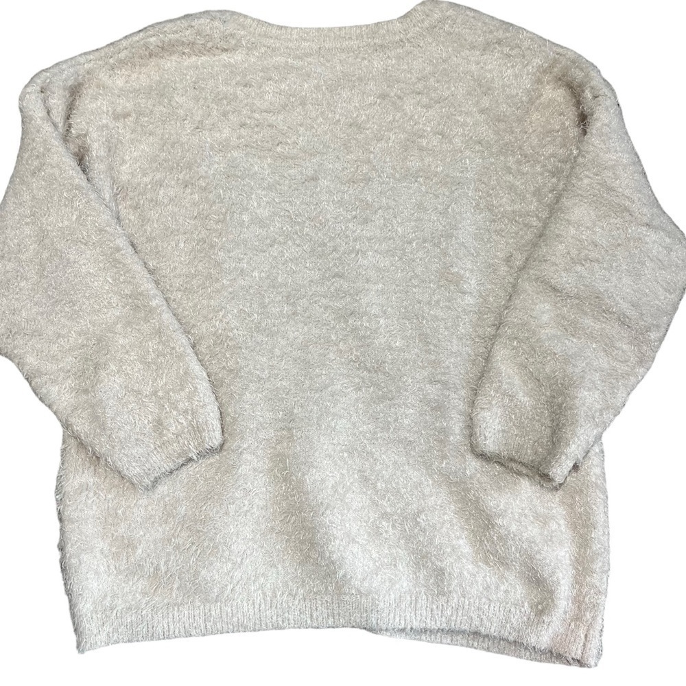 Love by Design Eyelash Knit Fuzzy Cozy Tiger Face Sweater Beige/Black Sz 2X - Picture 5 of 9